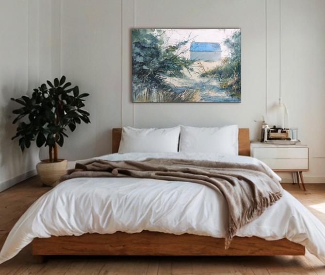 Pintura paisaje de Daimiel “La casilla azul” - Imagen 2