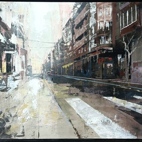 Pintura paisaje de Mazarrón con espátula